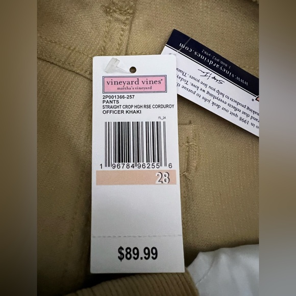 Women’s Size 28 Vineyard Vines Tan Corduroy Pants NWT - Picture 4 of 6